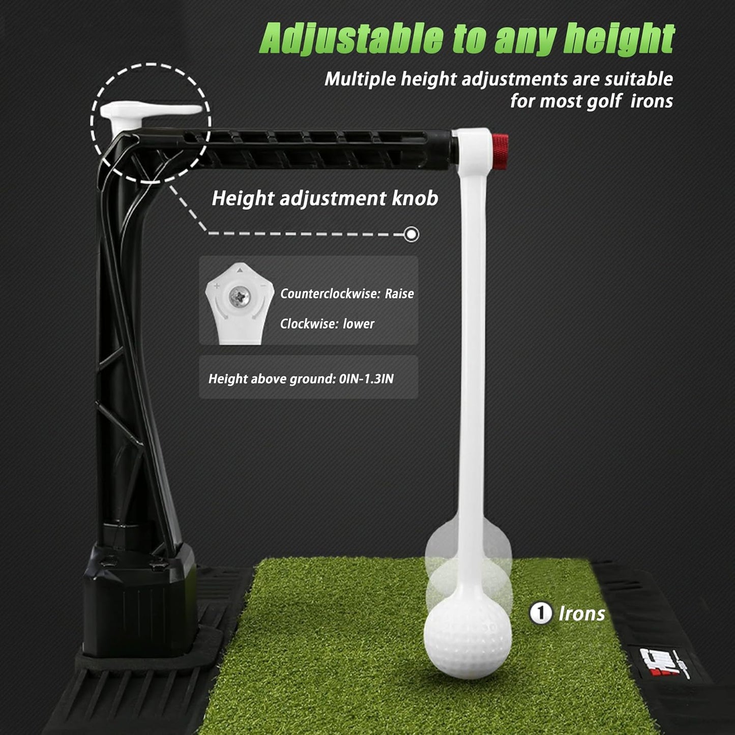 Golf Swing Trainer - 2.0 Golf Training Equipment with 5 Adjustable Height - Pure Path Golf Swing Practice Mat Training Aid - Golf Swing and Hitting Trainer for Indoor Outdoor Home