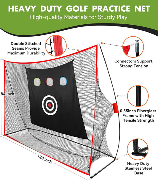 Golf Net: 10X7Ft Heavy Duty Golf Practice Net
