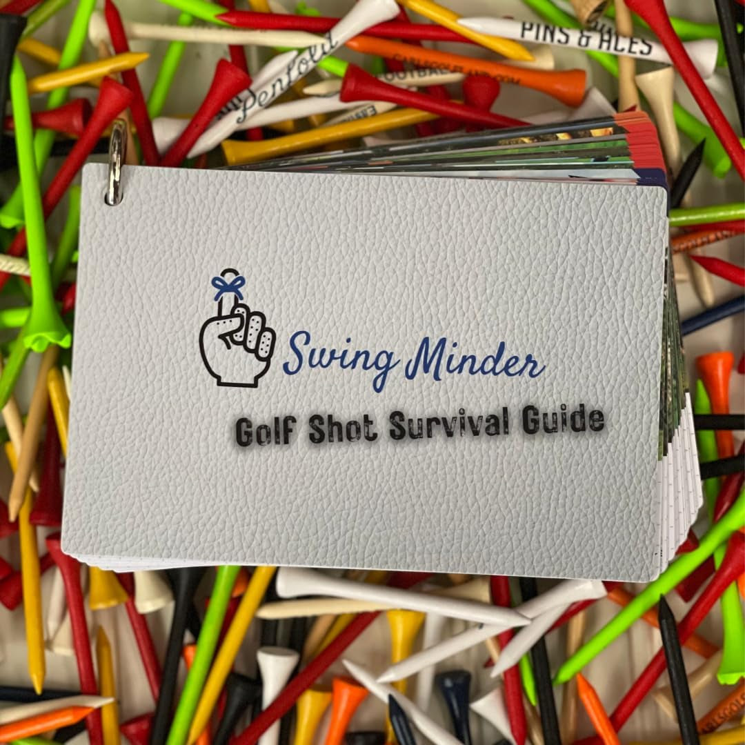 Golf Reference Cards | Pocket Survival Guide and Golf Instruction Booklet | Compact Waterproof PVC Cards for Troublesome Shots | Clip-On Carabiner for Your Golf Bag