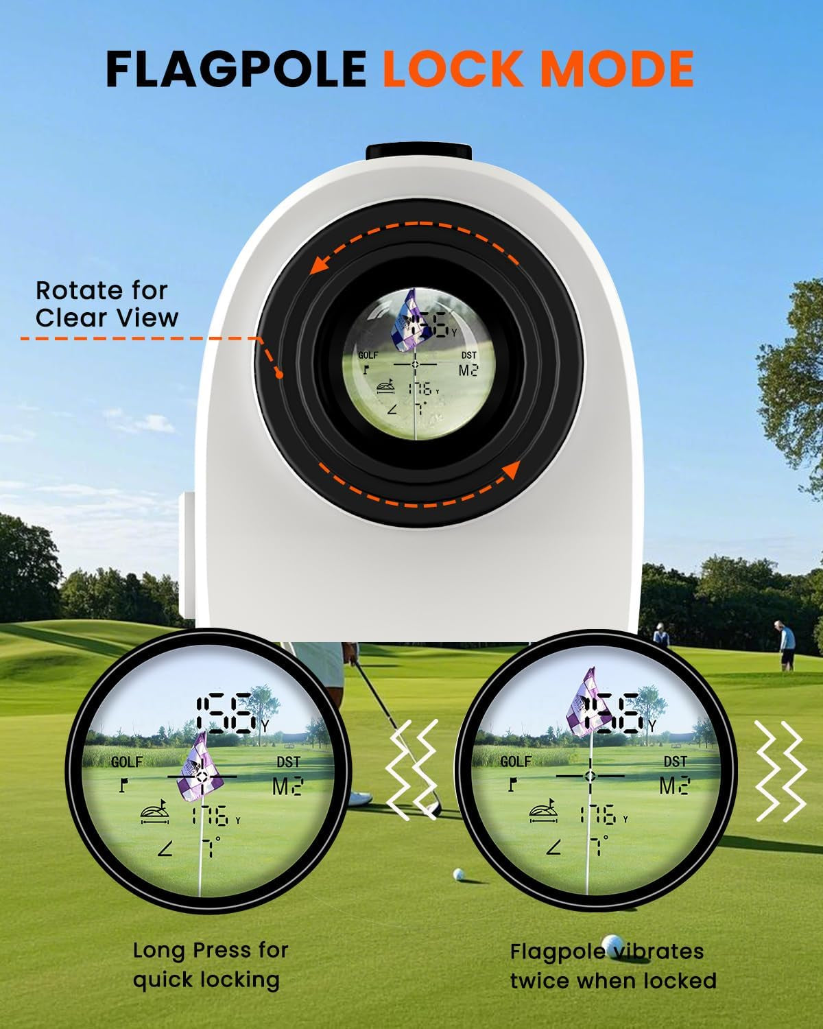 Golf Rangefinder with Slope, Golf Laser Rangefinder,1000 Yard Range Finder Golfing with Magnetic Holder, USB C Rechagreable, 6X Magnification, High-Precision Flag Lock Vibration, Fast Focus