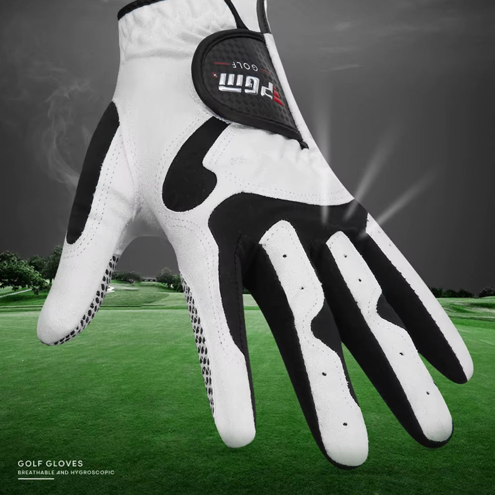 Breathable Fabric Golf Gloves for Men, Antislip Granulated, Abrasion Resistant Sports, Microfibre Left and Right Hand Glove
