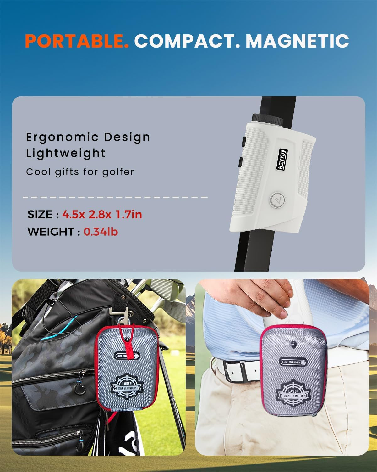 Golf Rangefinder with Slope, Golf Laser Rangefinder,1000 Yard Range Finder Golfing with Magnetic Holder, USB C Rechagreable, 6X Magnification, High-Precision Flag Lock Vibration, Fast Focus