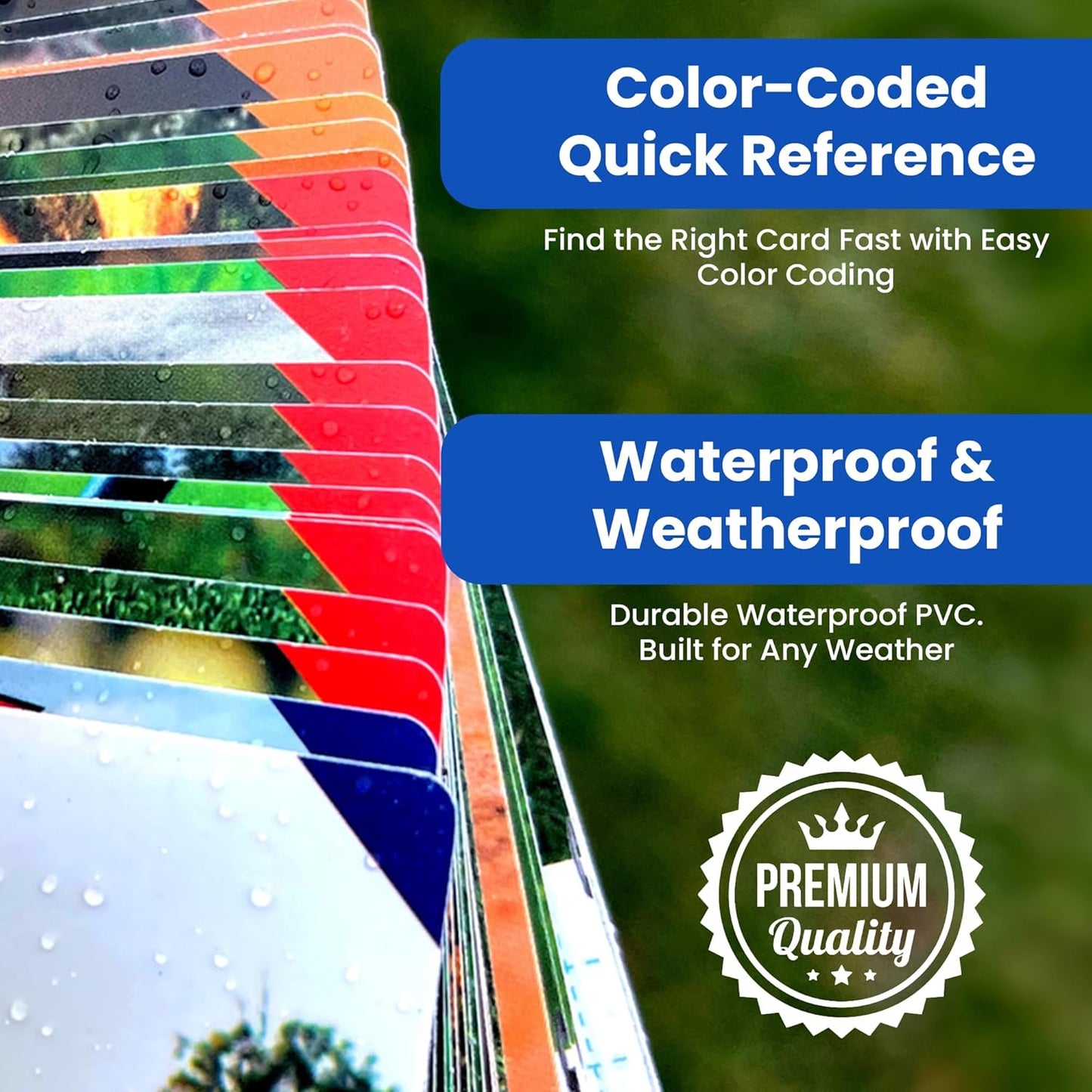 Golf Reference Cards | Pocket Survival Guide and Golf Instruction Booklet | Compact Waterproof PVC Cards for Troublesome Shots | Clip-On Carabiner for Your Golf Bag