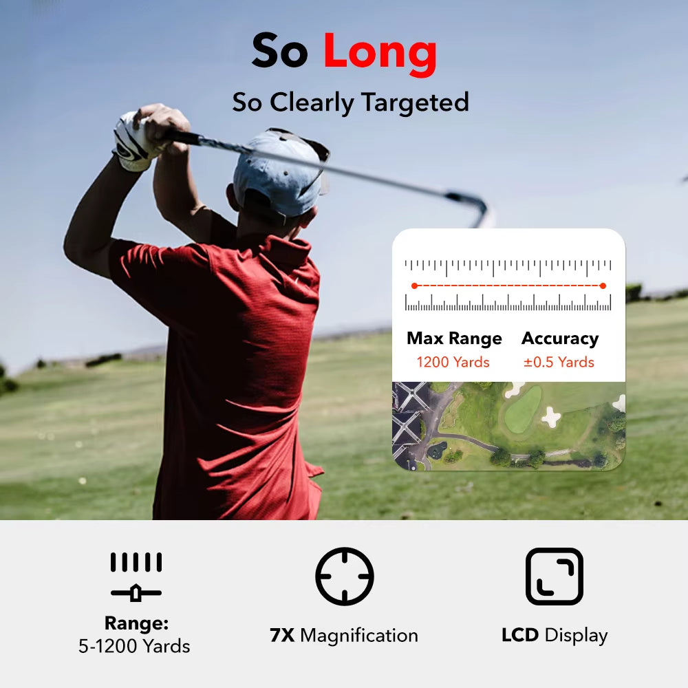 Golf Rangefinder with Slope 1000M 1200 Yards Laser Range Finder Golfing 7X Magnification Rechargeable Range Finders