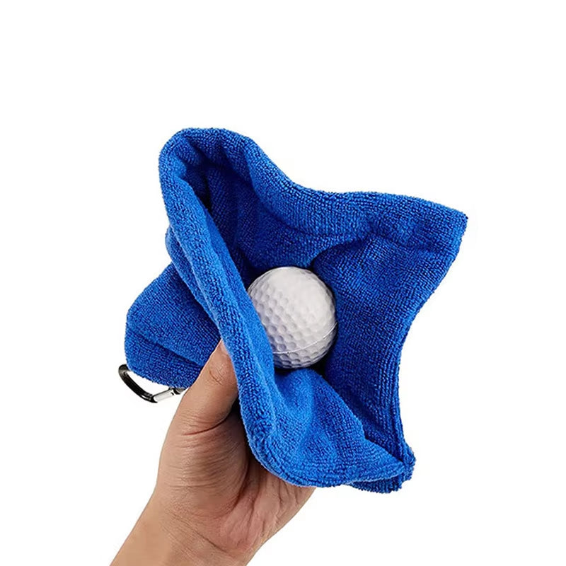 Square Microfiber Golf Ball Cleaning Towel with Carabiner Hook Water Absorption Cleaner Golf Club for Head Wipe Cloth Clean