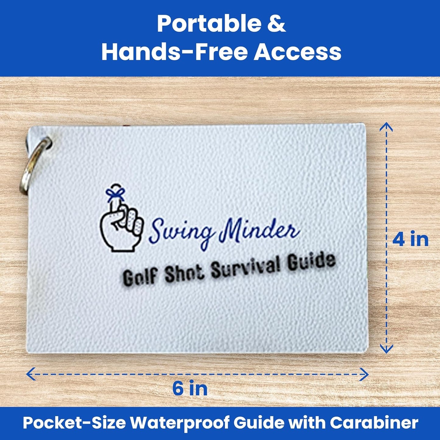 Golf Reference Cards | Pocket Survival Guide and Golf Instruction Booklet | Compact Waterproof PVC Cards for Troublesome Shots | Clip-On Carabiner for Your Golf Bag