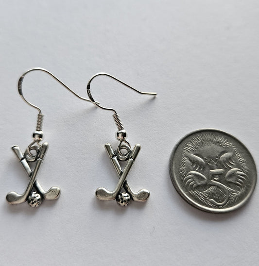 Sterling Silver Golf Club Earrings