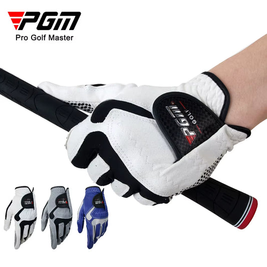 Breathable Fabric Golf Gloves for Men, Antislip Granulated, Abrasion Resistant Sports, Microfibre Left and Right Hand Glove