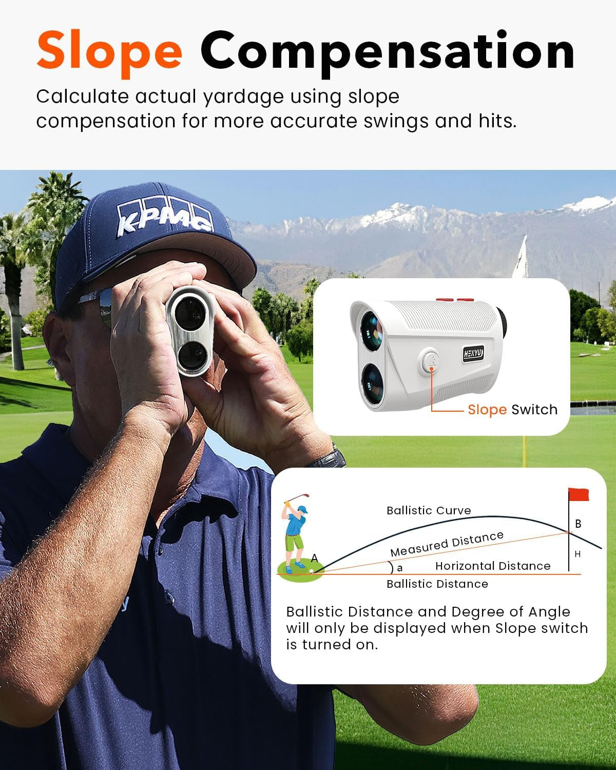 Golf Rangefinder with Slope, Golf Laser Rangefinder,1000 Yard Range Finder Golfing with Magnetic Holder, USB C Rechagreable, 6X Magnification, High-Precision Flag Lock Vibration, Fast Focus