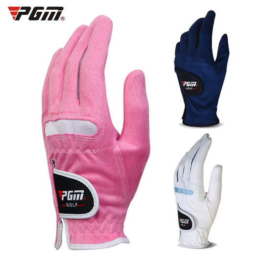 1Pair Women Golf Gloves Soft Microfiber Cloth Breathable Non-Slip Protective Gloves Hand Wear Golf Accessory ST009