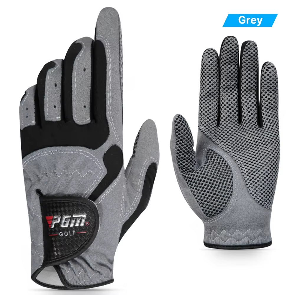 Breathable Fabric Golf Gloves for Men, Antislip Granulated, Abrasion Resistant Sports, Microfibre Left and Right Hand Glove