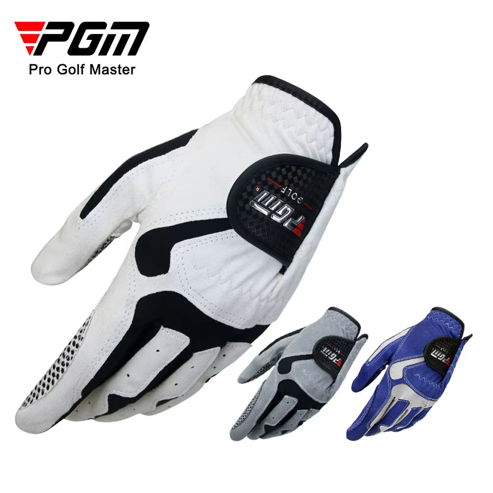 Breathable Fabric Golf Gloves for Men, Antislip Granulated, Abrasion Resistant Sports, Microfibre Left and Right Hand Glove