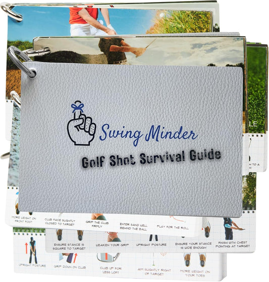 Golf Reference Cards | Pocket Survival Guide and Golf Instruction Booklet | Compact Waterproof PVC Cards for Troublesome Shots | Clip-On Carabiner for Your Golf Bag
