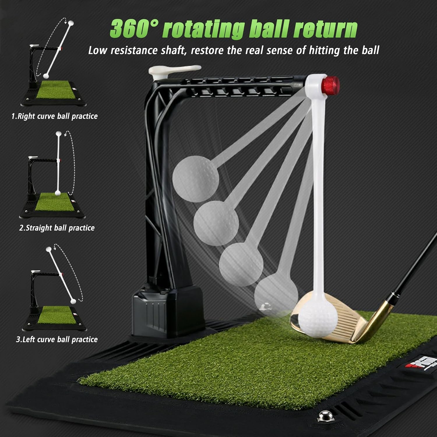 Golf Swing Trainer - 2.0 Golf Training Equipment with 5 Adjustable Height - Pure Path Golf Swing Practice Mat Training Aid - Golf Swing and Hitting Trainer for Indoor Outdoor Home