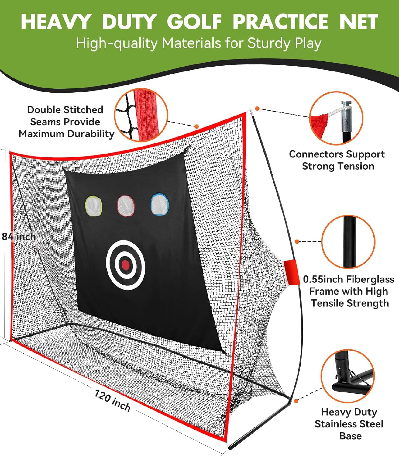 Golf Net: 10X7Ft Heavy Duty Golf Practice Net