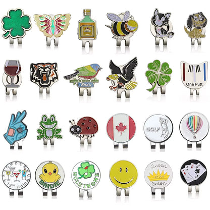 New Golf Ball Mark+Golf Hat Clip Magnetic Alloy Marker Golf Accessories Eagle Tiger One Putter Flog Wine Glass Lucky Clover