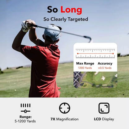 Golf Rangefinder with Slope 1000M 1200 Yards Laser Range Finder Golfing 7X Magnification Rechargeable Range Finders