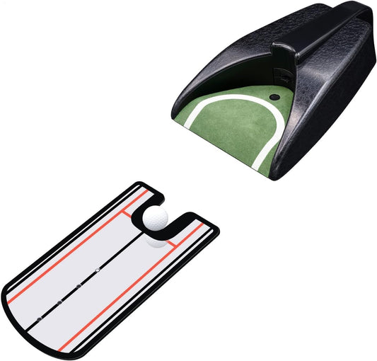 Golf Putting Cup, Automatic Golf Return Machine with Golf Putting Alignment Mirror,Golf Putting Mirror and Ball Return Machine, Golf Training Aid Gifts for Indoor & Outdoor Use
