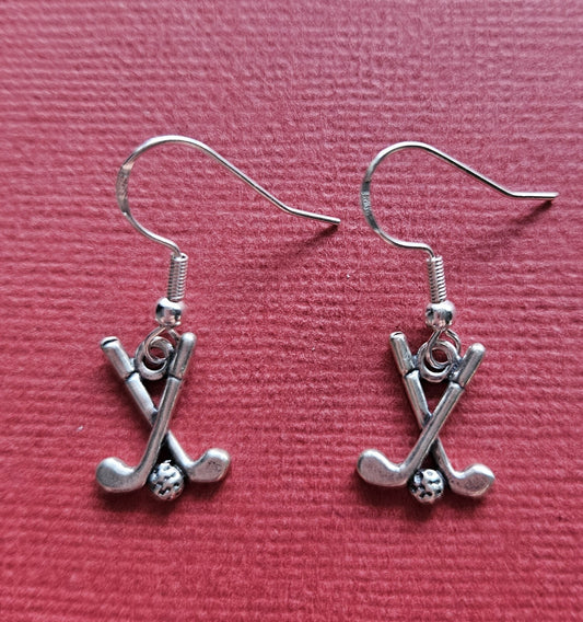 Sterling Silver Golf Club Earrings