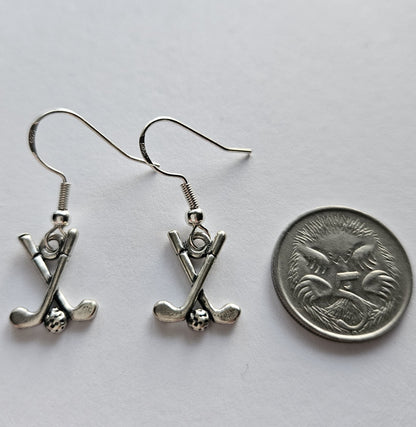 Sterling Silver Golf Club Earrings
