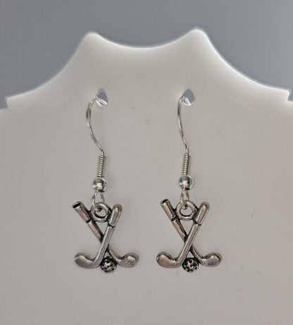 Sterling Silver Golf Club Earrings