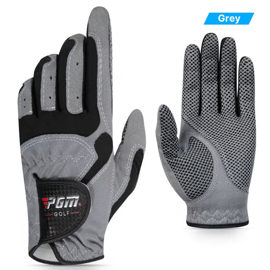 Breathable Fabric Golf Gloves for Men, Antislip Granulated, Abrasion Resistant Sports, Microfibre Left and Right Hand Glove