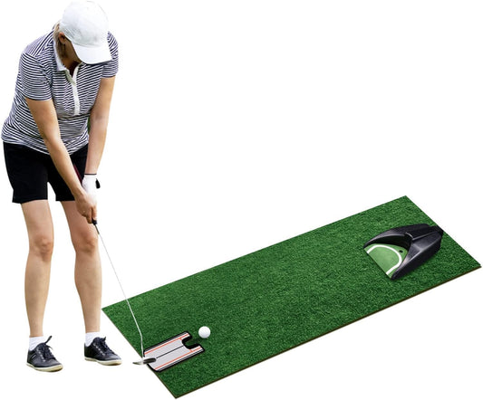 Golf Putting Cup, Automatic Golf Return Machine with Golf Putting Alignment Mirror,Golf Putting Mirror and Ball Return Machine, Golf Training Aid Gifts for Indoor & Outdoor Use