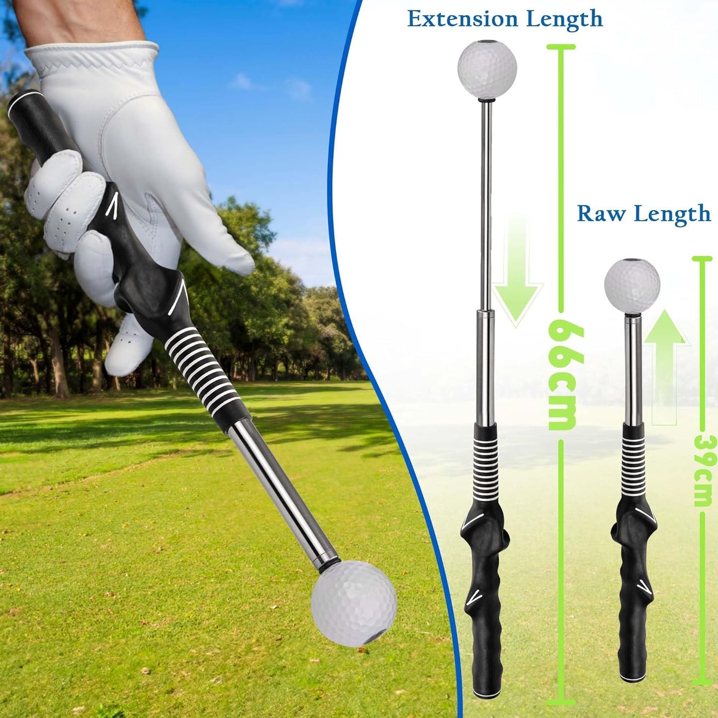 Retractable Golf Swing Training Aid - Right-handed